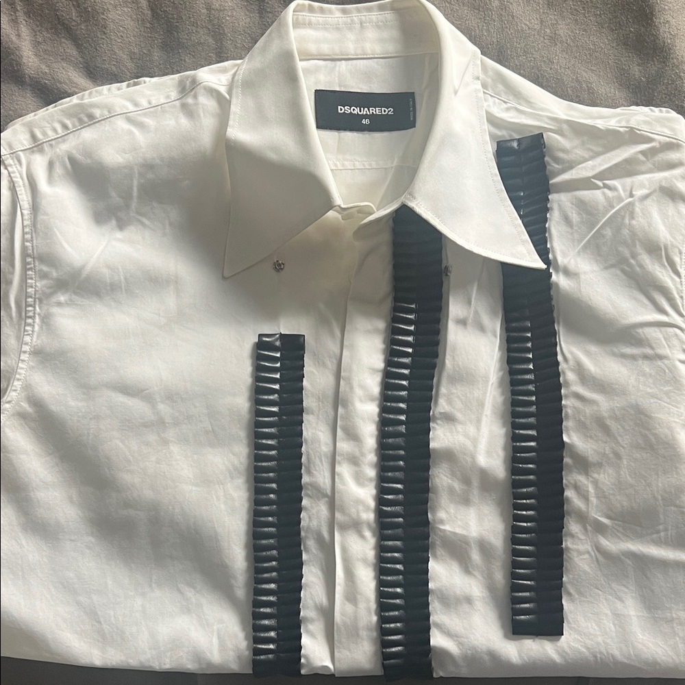 DSQUARED2 White Shirt with Black Ribbon Details